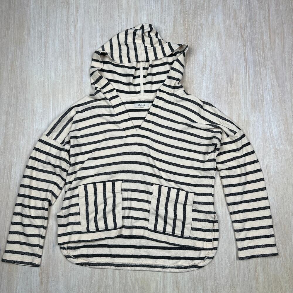 Madewell Striped Context Hoodie Pockets Hooded Casual Pullover Sweatshirt XS